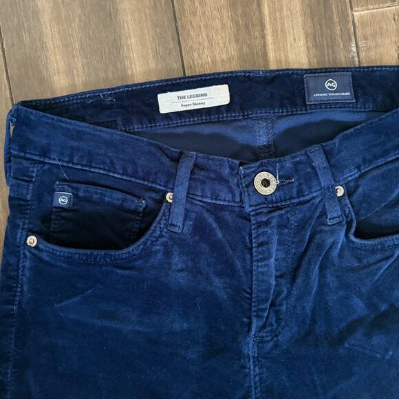 AG Adriano Goldschmied size 26 Deep Blue Skinny Jeans Low Rise Velour - Picture 3 of 11